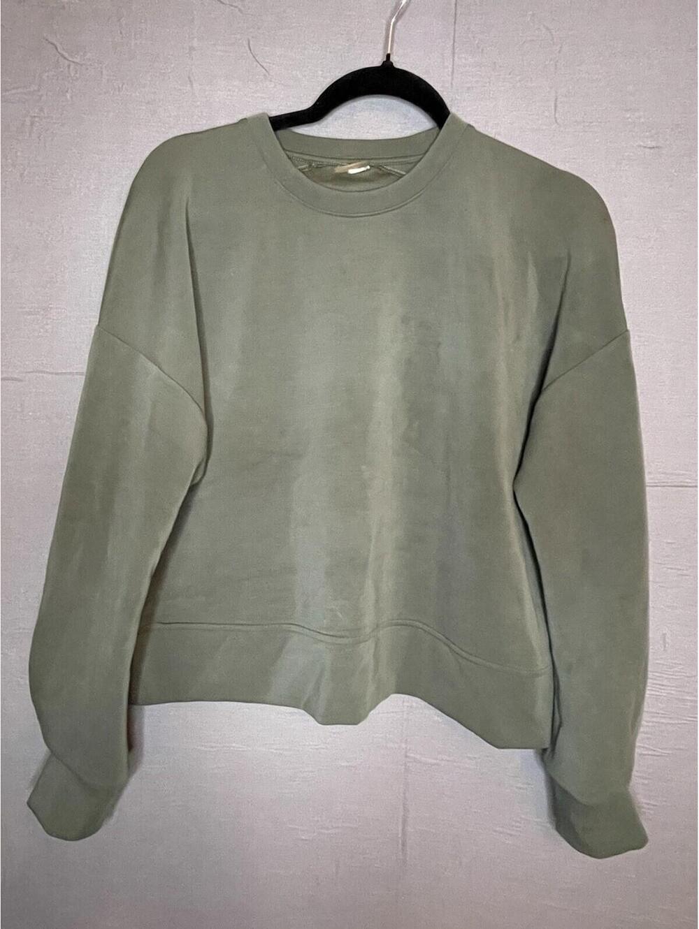 Calia Women’s Small Soft Scuba Crewneck Sweatshirt Olive Green Cropped Pullover